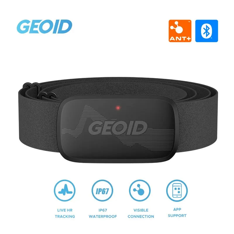 GEOID HS500 Heart Rate Monitor with Chest Strap — ANT+ & Bluetooth Fitness Sensor with LED Light