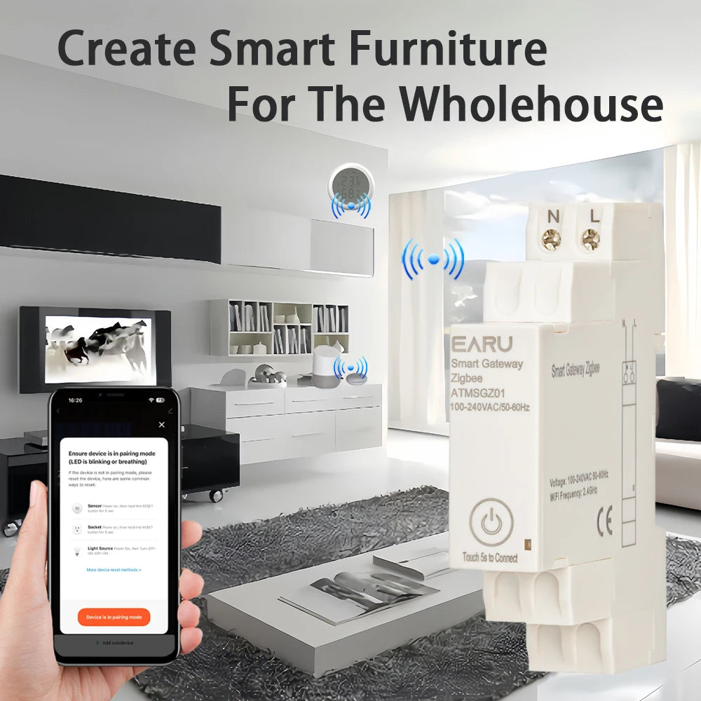 Din Rail Tuya Smart Life App ZigBee 3.0 Gateway Hub Smart Home Appliances Wireless Bridge Remote Control Automation Device Works