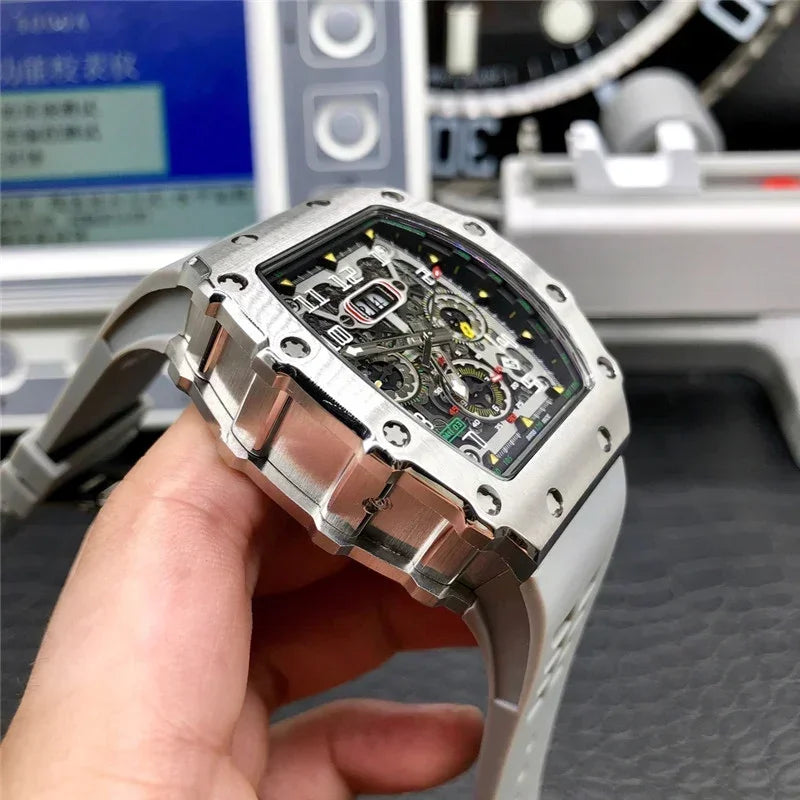 luxury RM brand 6 pins Multifunctional Automatic mechanical Silicone Watch Tourbillon 904L Stainless steel Men's automatic watch