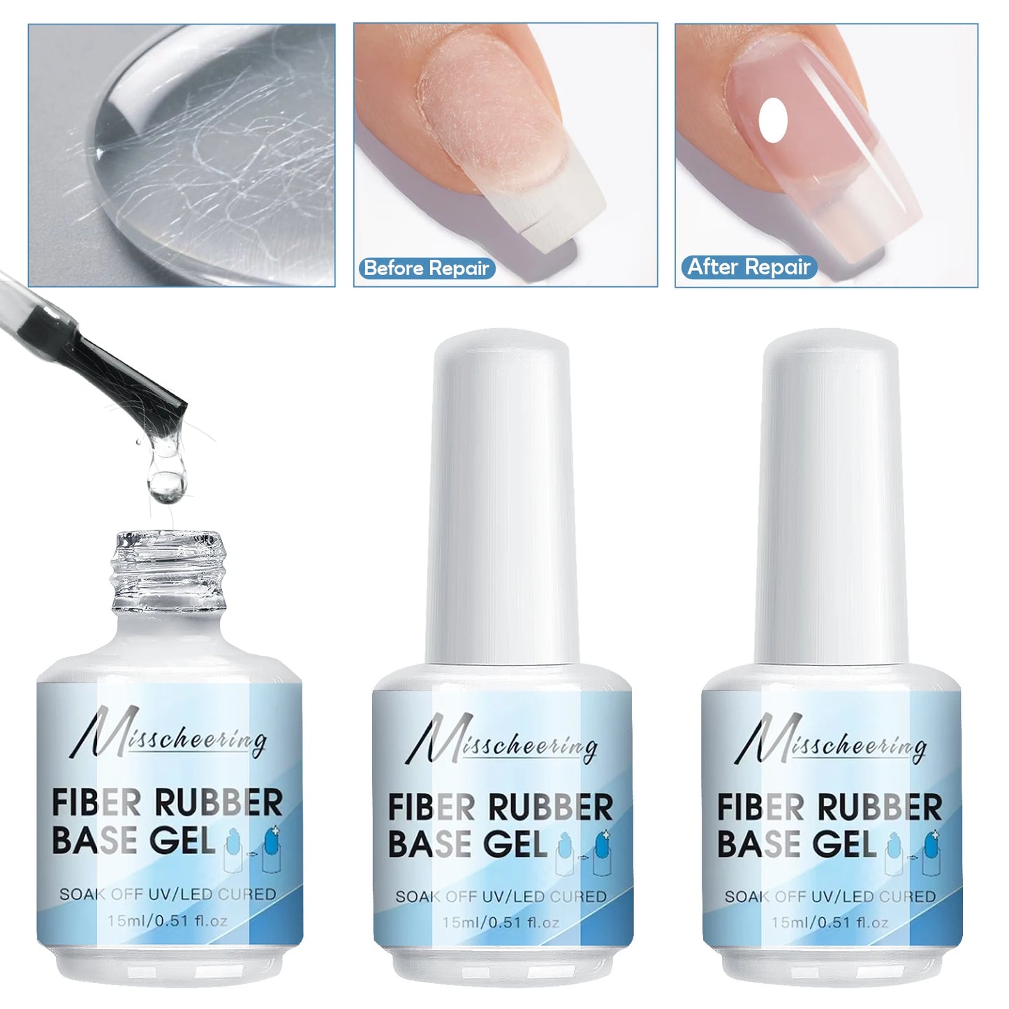 2Pcs 15ml Fiberglass Rubber Base Gel Nail Polish For Broken Nail Repaired Clear Quick Building Soak Off Construction Gel Varnish