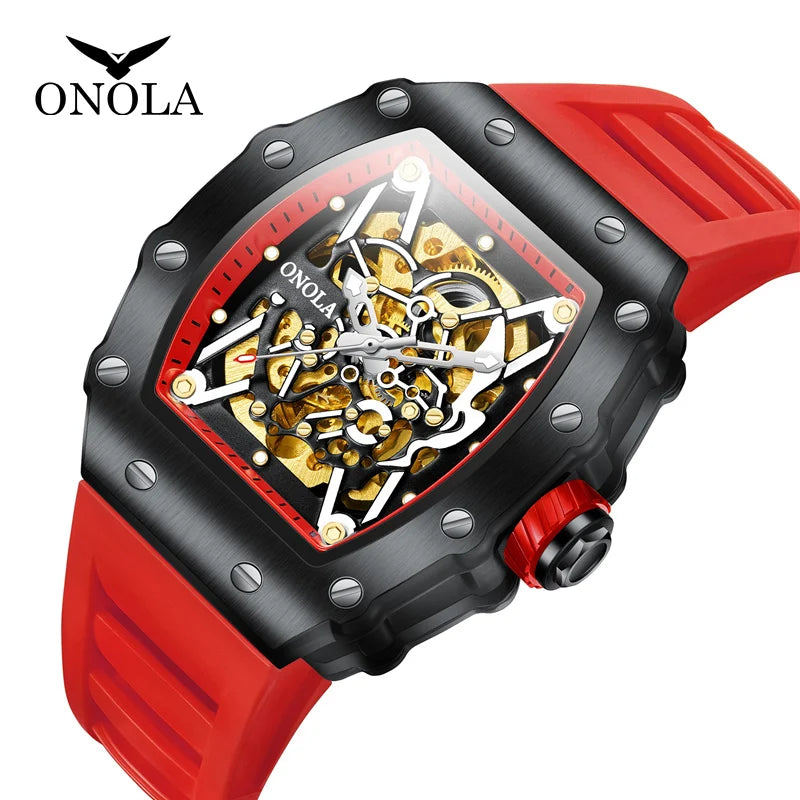 Luxury Watch Men  Brand  ONOLA Automatic Mechanical Men's Watch Waterproof Gold Wristwatch