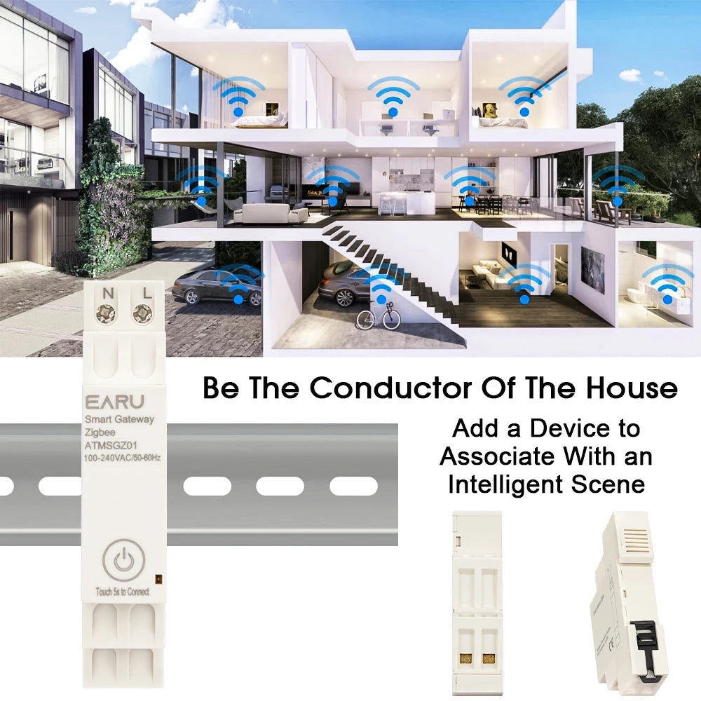 Din Rail Tuya Smart Life App ZigBee 3.0 Gateway Hub Smart Home Appliances Wireless Bridge Remote Control Automation Device Works