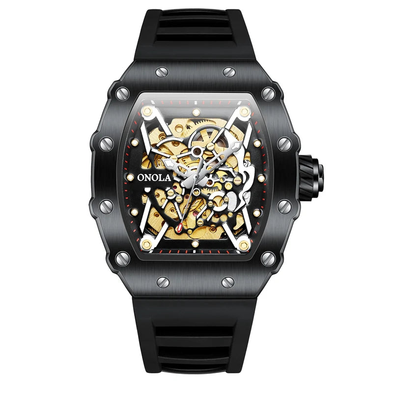 Luxury Watch Men  Brand  ONOLA Automatic Mechanical Men's Watch Waterproof Gold Wristwatch