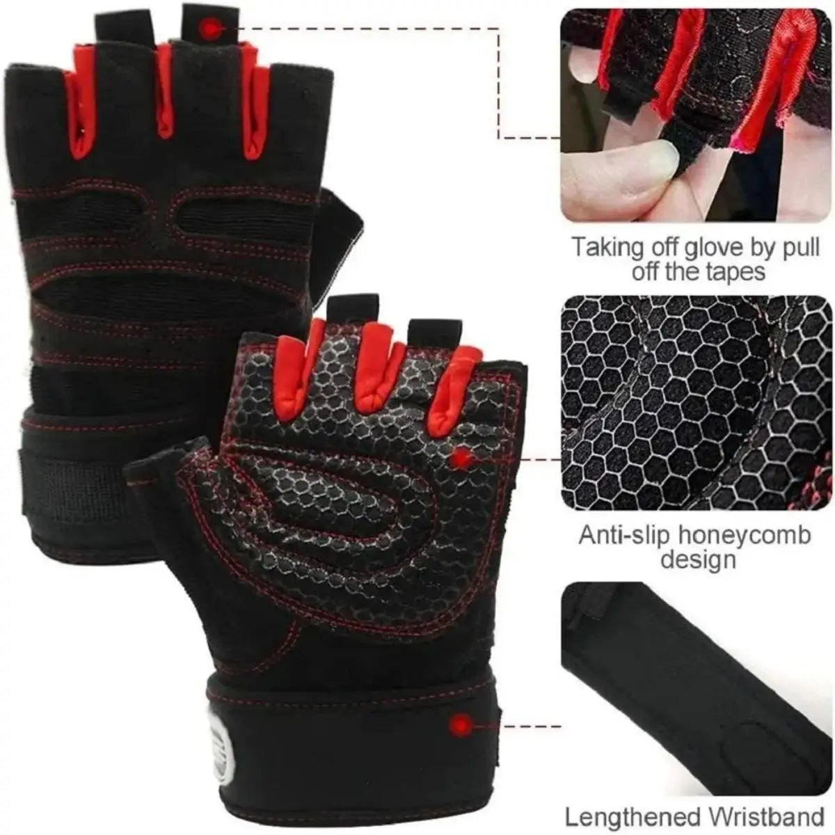 Gym Gloves for Men & Women — Weight Lifting Wristband Gloves for Fitness, Bodybuilding & Cycling