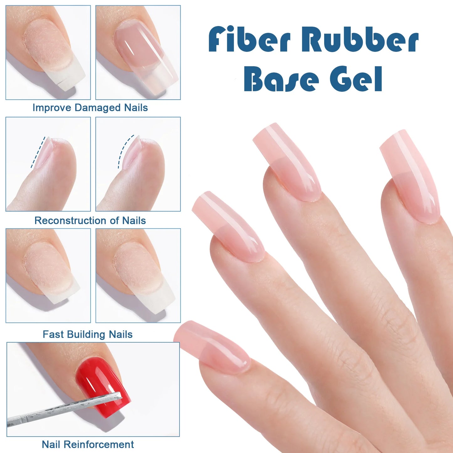 2Pcs 15ml Fiberglass Rubber Base Gel Nail Polish For Broken Nail Repaired Clear Quick Building Soak Off Construction Gel Varnish