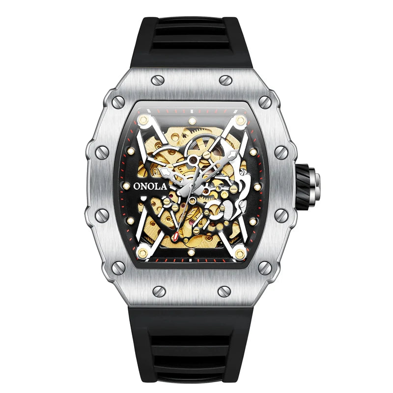 Luxury Watch Men  Brand  ONOLA Automatic Mechanical Men's Watch Waterproof Gold Wristwatch