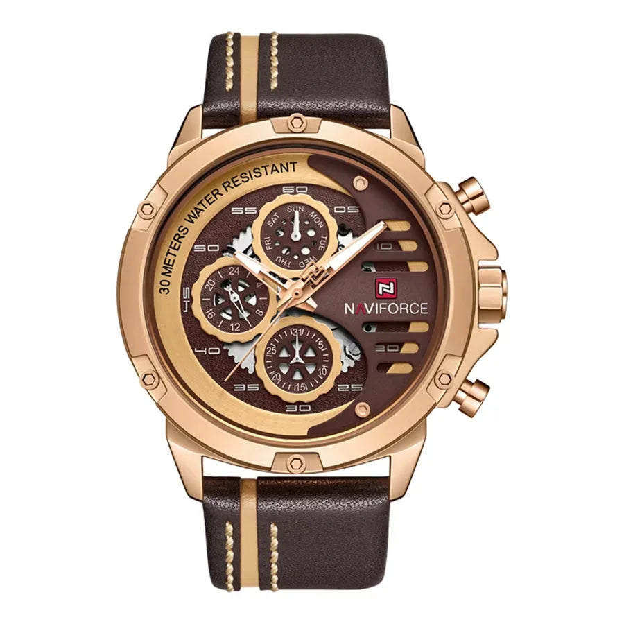 Luxury Men's Quartz Watch Waterproof Leather Sport Wristwatch Male Clock with Box Set - Elegant Timepiece for Sale