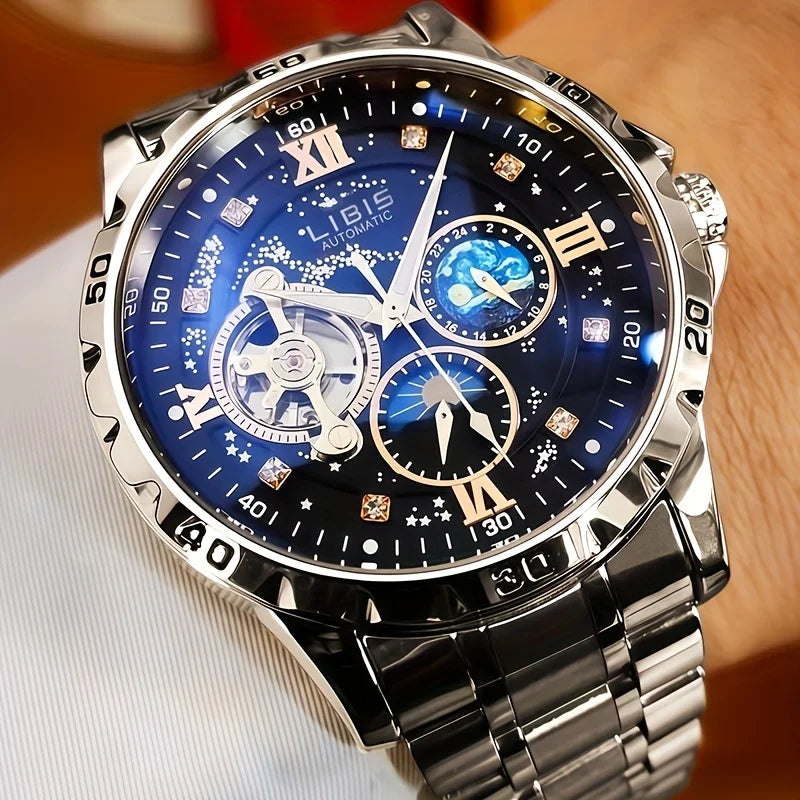 Luxury fully automatic mechanical men's watch with calendar, night light and waterproof, the first choice for gift giving