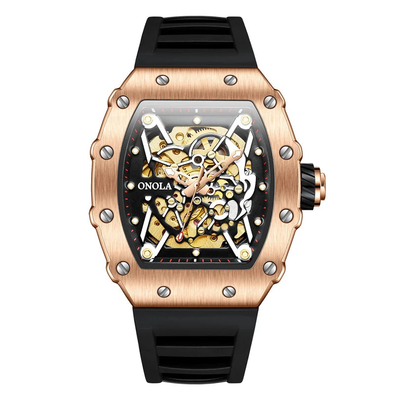 Luxury Watch Men  Brand  ONOLA Automatic Mechanical Men's Watch Waterproof Gold Wristwatch
