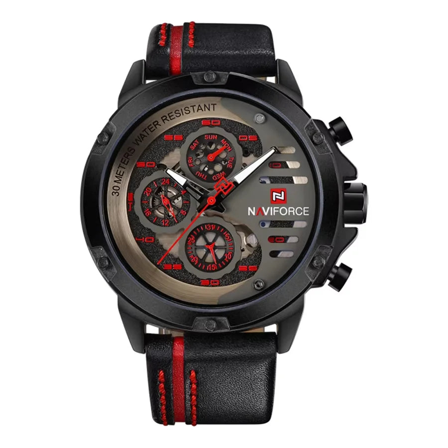 Luxury Men's Quartz Watch Waterproof Leather Sport Wristwatch Male Clock with Box Set - Elegant Timepiece for Sale