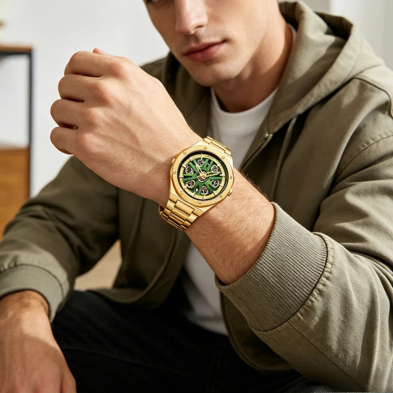 Luxury Men's Quartz Watches  casual waterproof Brand watch Stainless Steel Ceramic Bezel Solid Strap Sports Watches For Men Gift