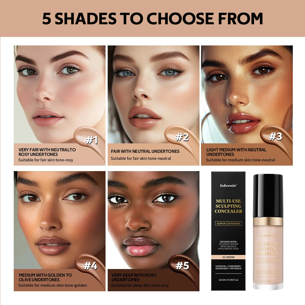 Long-Lasting Full Coverage Concealer & Matte Foundation — Oil-Free Highlight & Retouch Face Makeup for Women