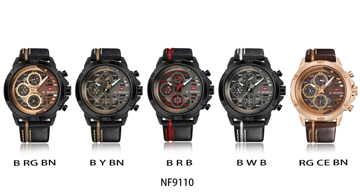 Luxury Men's Quartz Watch Waterproof Leather Sport Wristwatch Male Clock with Box Set - Elegant Timepiece for Sale
