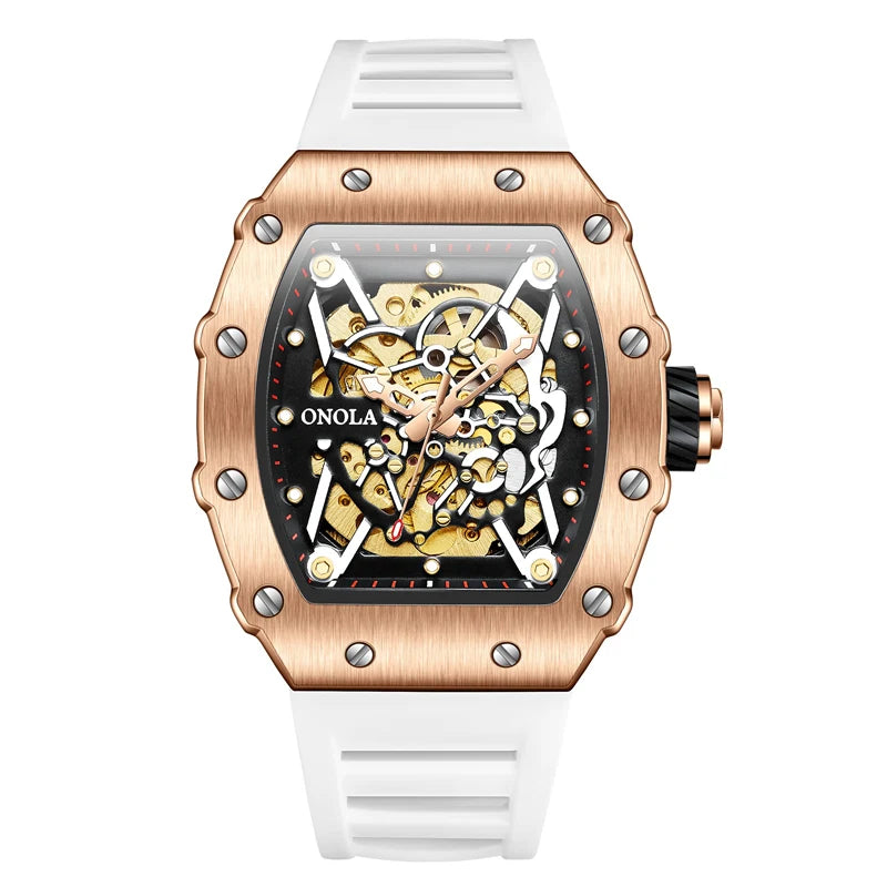 Luxury Watch Men  Brand  ONOLA Automatic Mechanical Men's Watch Waterproof Gold Wristwatch