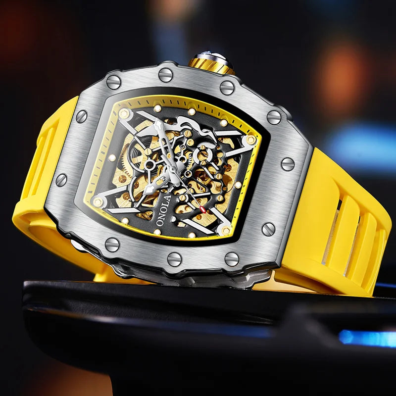 Luxury Watch Men  Brand  ONOLA Automatic Mechanical Men's Watch Waterproof Gold Wristwatch