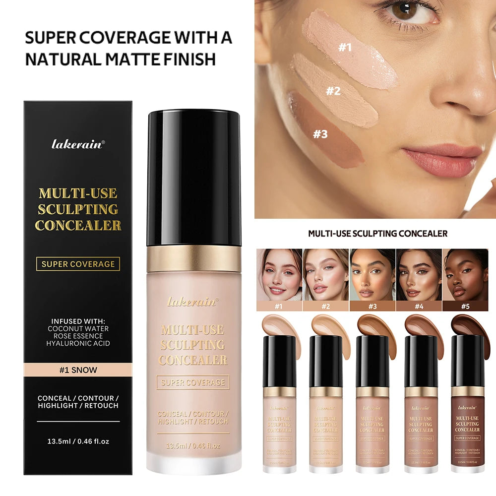 Long-Lasting Full Coverage Concealer & Matte Foundation — Oil-Free Highlight & Retouch Face Makeup for Women